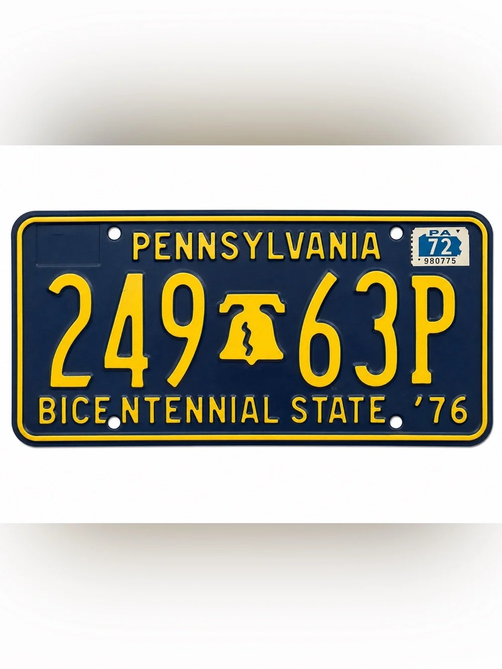 Pennsylvania Bicentennial State 1976 License Plate